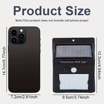 Luces de Pared Solares con Sensor de Movimiento 30LED, IP44, Lámpara Solar Exterior de 800mAh para Jardín y Garaje