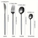 Juego de Cubiertos Elegantes de Acero Inoxidable Negro de 16 Piezas - Incluye Cuchillos para Bistec, Tenedores de Cena, Cucharas para Sopa y Postre - Diseño Elegante para Uso Doméstico y en Restaurantes