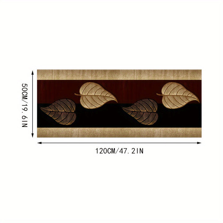 1 pieza de alfombra de área con diseño de hoja de arce elegante - Alfombra de terciopelo de diamante dorado de alta calidad, antideslizante, lavable en máquina, alfombra rectangular para pasillos de hogar y hoteles, decoración de cocina, alfombra de entr