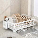 Escurridor de Platos Desmontable para Encimera, y Blanco, Ideal para Cocinas, Almacenamiento Lateral del Fregadero con Tubo de Drenaje Ajustable 360°, Esencial para Hogares Individuales o en Pareja