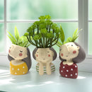 Maceta Pequeña con Forma de Hada, Macetas para Suculentas, 7.62 cm Maceta con Cara de Niña y Adornos de Drenaje en Resina para Plantas de Cactus, Regalo para Mujeres y Decoración de Jardín
