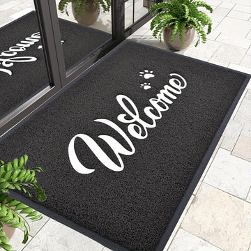 Alfombra de Bienvenida para Puerta, Antideslizante y Resistente para Exteriores e Interiores, Alfombra para Entrada Principal, Fácil de Limpiar, Negra