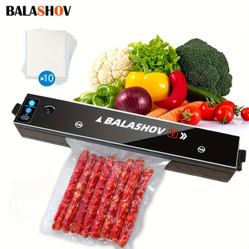 Máquina selladora al vacío Sellador automático de alimentos Selladores al vacío Bolsas para alimentos Sistema de sellado de aire para sellador de alimentos seco, enchufe de EE. UU. De 110 V, viene con 10 bolsas gratis, luces indicadoras LED, sellador al