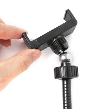 Soporte Ajustable para Teléfono en Soportes de Micrófono - ABS Duradero y Aleación de Aluminio, Rotación 360°, Montaje Sin Herramientas, Portátil Manos Libres para Smartphones (), Adaptador de Clip para Microphone, Accesorios de Actuación, Sujeción Segur