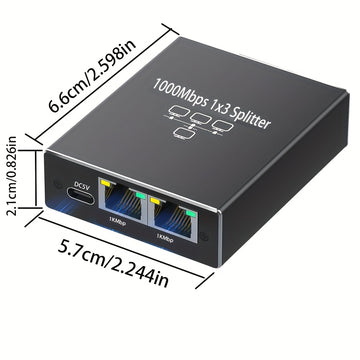 Divisor de Ethernet mejorado 1 a 3 de alta velocidad 1000Mbps, con cable de alimentación USB divisor de red Ethernet LAN, divisor de Ethernet RJ45 adecuado para cables Cat5/5e/6/7/8 divisor de Internet de mil [3 dispositivos conectados simultáneamente]