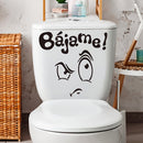 1pc Diversión Cartoon Anime PVC Decal de Tapa de Inodoro - "Bájame" Cita en Español, Acabado Brillante, Adhesivo Reutilizable de Plástico para Decoración de Tanque de Baño