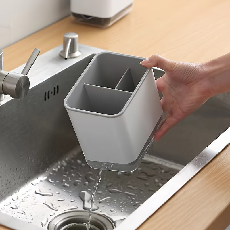 Organizador de Utensilios de Cocina Versátil con Bandeja de Goteo, Caja de Almacenamiento para Palillos y Cubiertos, Material PP Duradero, Accesorios de Cocina para el Hogar y Restaurante