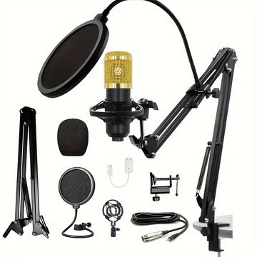 Micrófono profesional capacitivo de estudio, calidad de grabación para cantar y podcast, tecnología de audio de alta definición, ideal para juegos, canto y podcasting