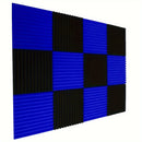 48 piezas de paneles acústicos de espuma en forma de cuña, 30 cm x 30 cm x 2.5 cm, 24 negros + 24 azules, para estudio de grabación, aislamiento de sonido