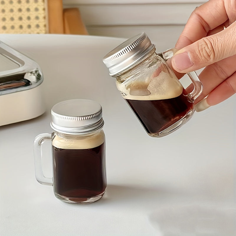 10/15/20 piezas, 40 ml/3,5 oz, botella de dispensación de líquido de café sellada con asa, taza de extracción de líquido concentrado, mini frasco sellado, frasco de vidrio pequeño es fácil de llevar y multiusos.