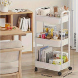 Carro de Almacenamiento Rodante de 3 Niveles con Ruedas - Organizador Compacto Multiusos para Cocina, Baño y Dormitorio - Diseño Fácil de Mover con Mango Flexible, Estantería Ahorradora de Espacio, Carrito de Baño, Construcción Robusta, Estantes