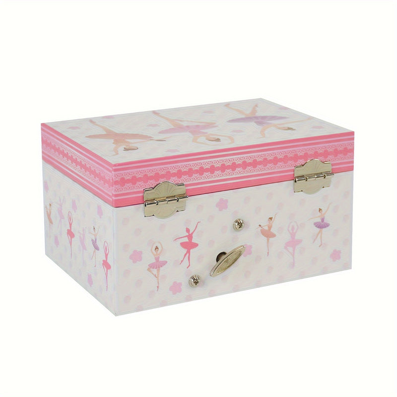 Caja de Música de Bailarina de Ballet de Madera Clásica, Organizador de Joyería de Cuerda Mecánica con Figura Giratoria, No Necesita Batería, Almacenamiento de Recuerdos para Accesorios, Regalo Ideal para Cumpleaños y Fiestas