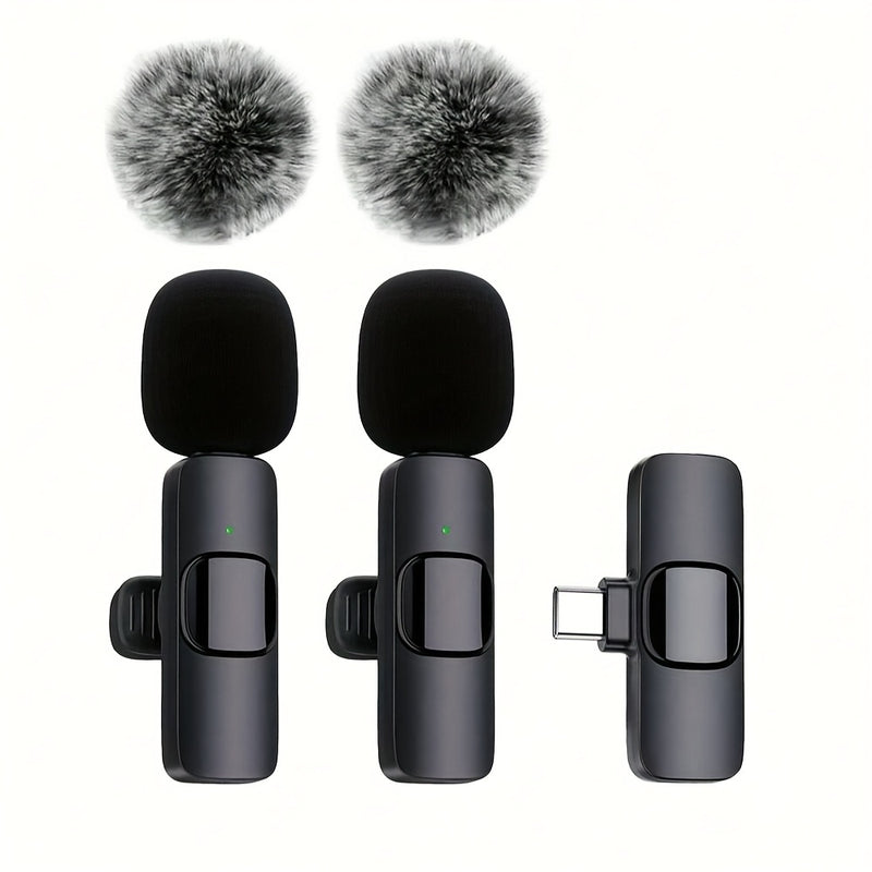Microfono Lavalier sin varillas con 10 Receptores de Audio, USB-C y Funcionalidad Inalámbrica, Doble Micrófonos, Incluye Pantalla Antiviento, Cancelación de Ruido, Ideal para Streaming, Podcasting y Grabación de Video