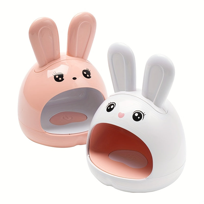 Linterna LED Mini LINGCHIHAO 24W para Uñas de Gel - Portátil y Rápida Secado con Diseño de Conejito, Luz Compacta USB para Manicura y Pedicura, Rosa/Blanco