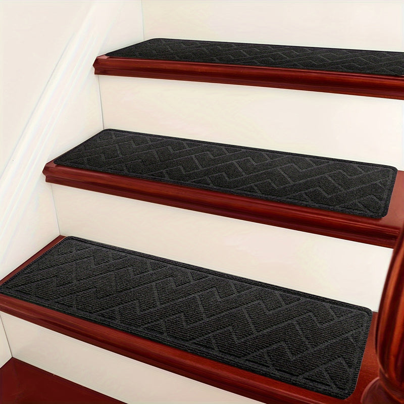 7/15pcs Peldaños Antideslizantes para Escaleras, 76.2x20.32 cm - Tapetes de Seguridad Autoadhesivos Reutilizables para Pasos de Madera en Interiores, Ideales para Ancianos y Mascotas, Patrón Chevron, Lavables a Máquina