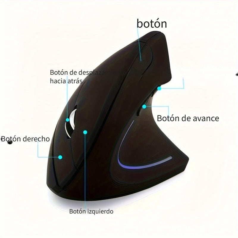 [Ratón Vertical Inalámbrico 2.4GHz] Ratón Vertical Inalámbrico de 2.4GHz - Ratón Óptico de Quinta Generación para Mano Derecha con 6 Botones para Laptop PC Computadora Escritorio