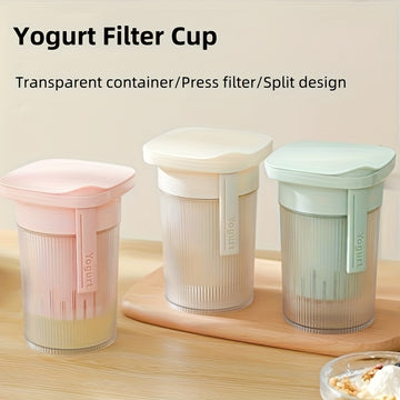 1pc Colador para Yogur Griego de Alta Resistencia con Tela Filtro - Herramienta Manual No Eléctrica para Yogur Casero, Queso y Leche de Soya, Paneer - Diseño Fácil de Limpiar, Organizador Compacto para Encimera - Ideal para Hogar, Dormitorio u Oficina -