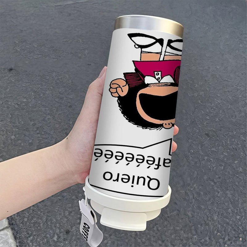 1pc Taza de Café y Vaso de Acero Inoxidable de 18oz, Antiderrames, Idea de Regalo, Diseño de Personaje de Dibujos Animados