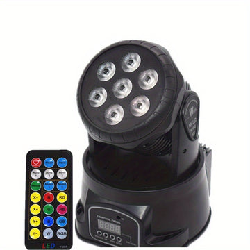 Luces de discoteca para DJ con cabezas móviles, 7 x 8W Mini Luces de escenario móviles RGBW, Spotlight activado por sonido DMX, Luces de haz. Adecuado para fiestas, clubes, conciertos, bodas, eventos en vivo, DJs, bares, actuaciones y espectáculos de luz