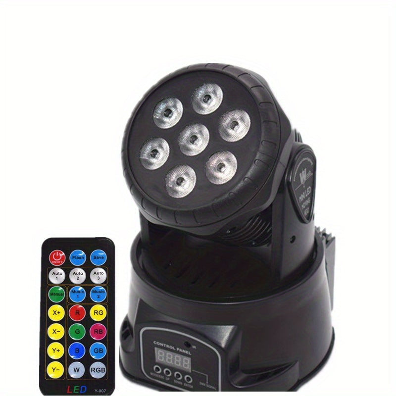 Luces de discoteca para DJ con cabezas móviles, 7 x 8W Mini Luces de escenario móviles RGBW, Spotlight activado por sonido DMX, Luces de haz. Adecuado para fiestas, clubes, conciertos, bodas, eventos en vivo, DJs, bares, actuaciones y espectáculos de luz