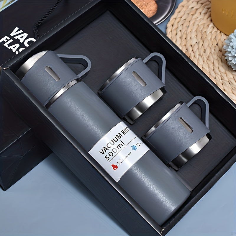 1 Juego de 16.9 onzas de botella de agua, juego de termo de vacío aislado de acero inoxidable - Taza de viaje con tapa, mantiene los bebidos calientes o fríos durante horas, perfecto para actividades al aire libre y uso en la oficina, vaso de agua