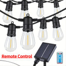 Luces solares con control remoto de 30.48 metros (30 bombillas), luces solares de 13.11/30.48 metros con 11/32 bombillas LED S14 irrompibles, luces solares para patio, jardín, balcón, cerca, camping, fiestas al aire libre, color blanco cálido