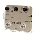 VSN TWIN LOOPER Pedal de efectos de guitarra, True Bypass, señal analógica de alta calidad, alimentado por USB, con bucle de 10 minutos, sobrescritura infinita y deshacer, controles de velocidad y reversa, función de bucle dual, interfaz de botón y peril