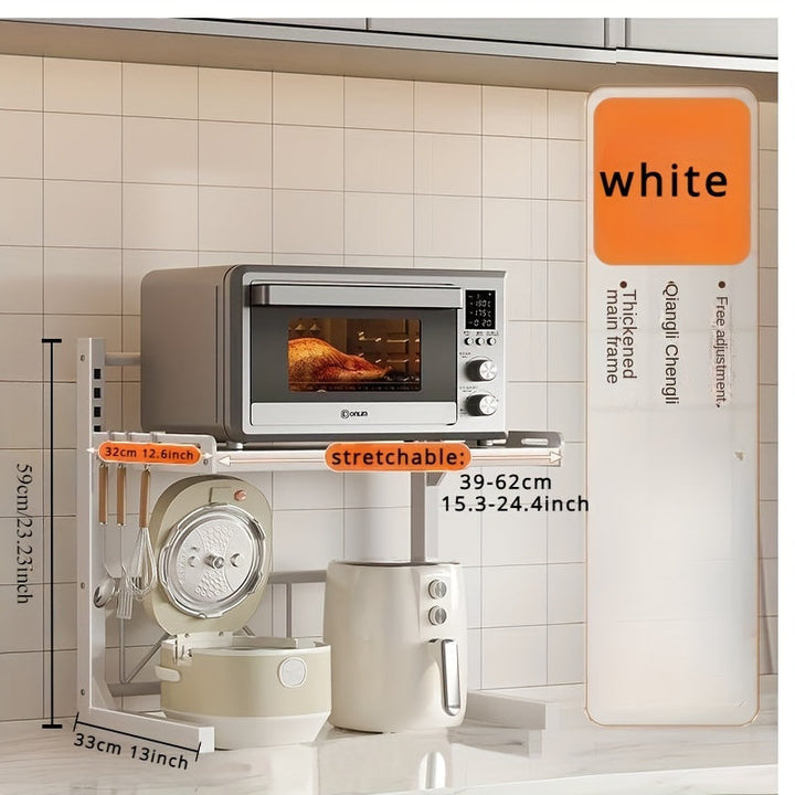 Estante organizador de cocina multicapa, hierro fundido con tubos de metal, estante de almacenamiento de microondas y electrodomésticos expandible, sin madera, sin necesidad de energía, muebles de cocina de metal