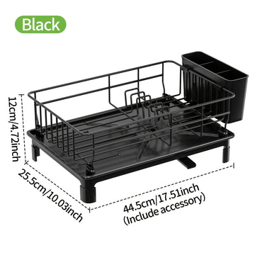 Estante para Platos de Una Capa que Ahorra Espacio con Porta-Cubiertos y Tabla de Escurre - Perfecto para la Organización del Fregadero de la Cocina