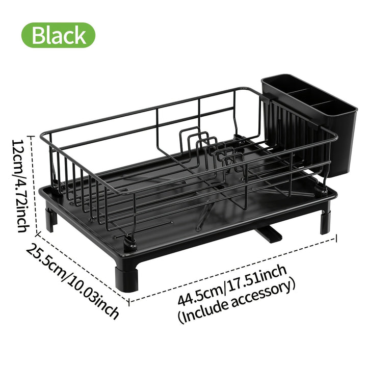 Estante para Platos de Una Capa que Ahorra Espacio con Porta-Cubiertos y Tabla de Escurre - Perfecto para la Organización del Fregadero de la Cocina
