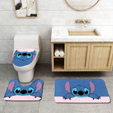Juego de 3 alfombras de baño con Stitch y Lilo - Alfombras antideslizantes y absorbentes para el inodoro y la tapa, lavables y adecuadas para decorar el baño, ideales para Halloween y accesorios de temporada, decoración y accesorios de baño.
