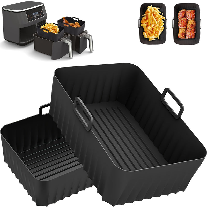Revestimiento de Silicona para Freidora de Aire Ninja Foodi AF400UK AF451UK AF300UK 7.6L-9.5L, 2pcs de Accesorios Reutilizables para Freidora de Aire de Silicona, Adecuado para Freidora de Aire de Doble Capa SL400UK Tower T17088 de Doble Zona