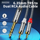 RIKSOIN Cable de audio TRS de 6,35 mm a RCA doble: divisor en Y para conexiones de guitarra, micrófono, teclado y batería