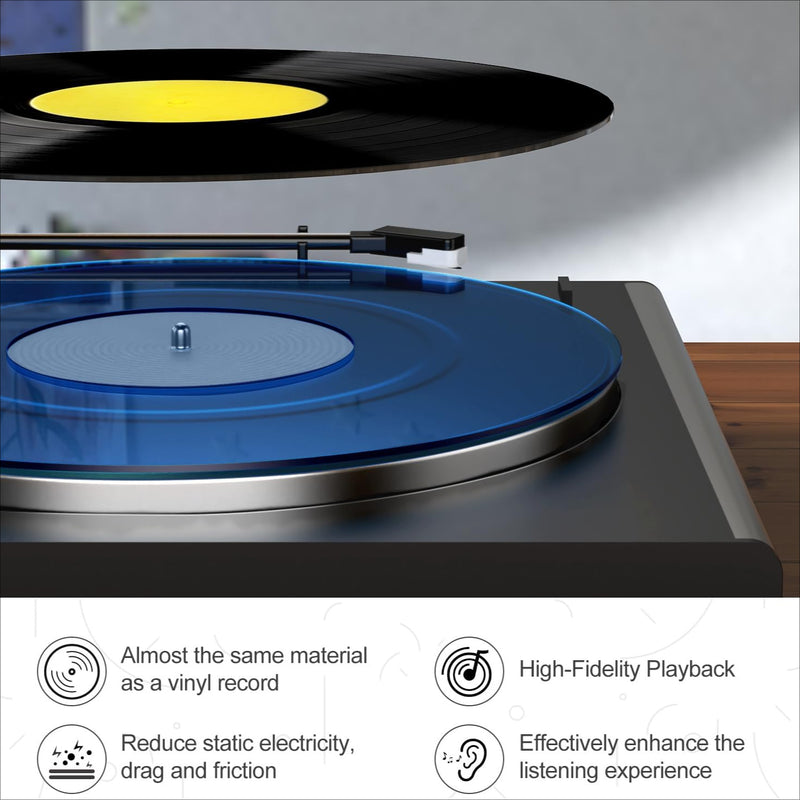 Tapete Giratorio de Acrílico Greenlit - Alfombrilla Antiestática Transparente para Vinilos con Mejora en Calidad de Sonido, Bajos Más Definidos y Fuertes, Actualización Estética Moderna para Coleccionistas de Vinilos, Accesorio de Audio Elegante, Equipo