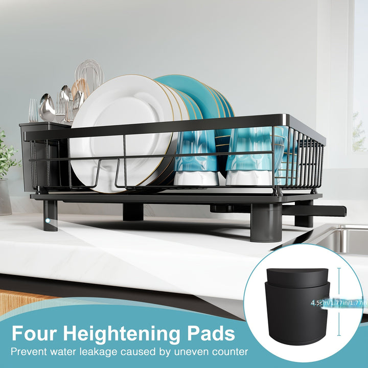 Escurridor de acero inoxidable compacto con estante desmontable para cubiertos y tabla escurridera, práctico organizador multifuncional resistente y duradero, ideal para cocinas pequeñas, accesorio básico imprescindible para el hogar