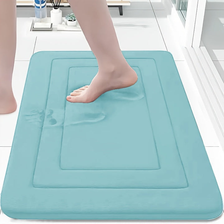 1pc de Coral Fleece Baño Piso Alfombra Anti Deslizamiento Pad - Anti Deslizamiento, Secado Rápido, Máquina Lavable - Perfecto para Baño y Tocador Pisos, con PVC Anti Deslizamiento Fondo Forro