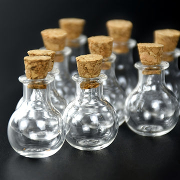 30 piezas de botellas de vidrio miniatura con tapa de corcho - Estilo bohemio, transparente, suministros de botellas de deseo DIY para bodas, cumpleaños y fiestas, solo lavado a mano, decoración de fiestas | Estilo bohemio | Acabado brillante