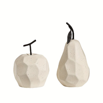 1pc Figura de Fruta de Arcilla Moderna, Diseño de Manzana y Pera, Decoración Temática Espacial para Sala de Estar y Habitación de Jóvenes, Exhibición Versátil para Interior/Exterior, No Necesita Electricidad, Decoración para Sala de Estar
