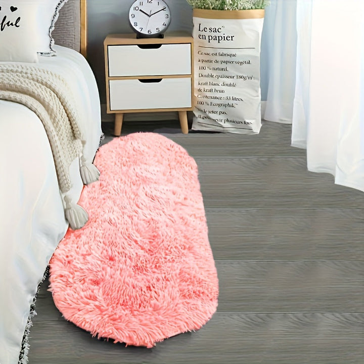 Alfombra Ovalada de Piel Sintética Suave y Lujosa - Peluche, Antideslizante, Lavable a Mano y Duradera para Dormitorio, Sala de Estar y Decoración del Hogar, Disponible en Dos Tamaños