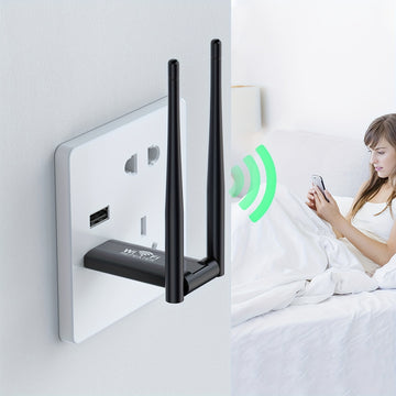 Un amplificador de señal de red inalámbrica USB, extensor de rango WiFi repetidor, potenciador de WiFi de 300Mbps, adecuado para áreas sin señal WiFi en el piso de arriba y abajo.