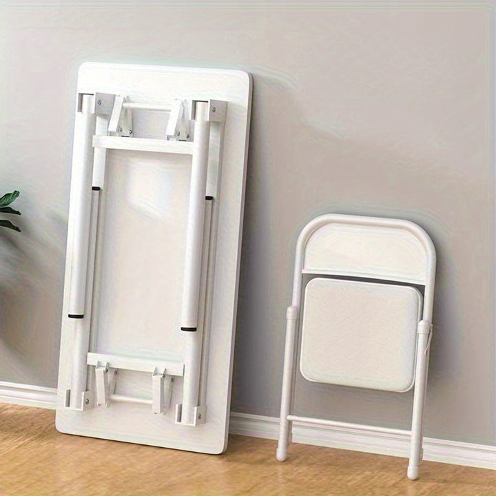 Mesita Plegable Moderna Blanca - Fácil de armar, diseño compacto ideal para oficinas en casa y dormitorios, estructura de madera maciza con estante incluido, estilo moderno, sin necesidad de energía eléctrica, uso todo el año