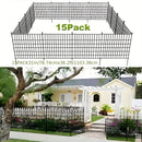 Cerca de jardín negra sin excavación, 5/10/15 paneles, 78.74 cm de alto, alambre metálico resistente al óxido con barrera para animales, ideal para perros y conejos, decoración exterior, cerca temporal para perros, estacas incluidas