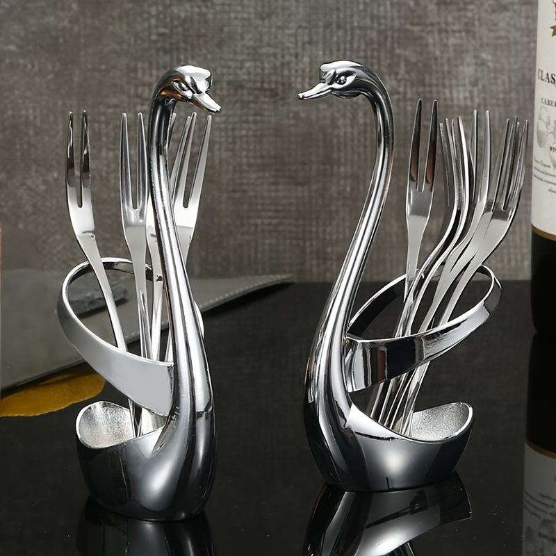 Base de cisne de acero inoxidable elegante con diseño creativo - Ideal para fiestas, bodas y uso doméstico, sin contacto con alimentos.