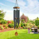Campana de Viento Grande para Exterior/Interior - Campana Negra de Aluminio Resistente con Sonidos Relajantes, Decoración para Jardín, Patio, Hogar u Oficina - Sin Necesidad de Electricidad, Regalo Perfecto para Adultos en Navidad/Acción de Gracias/Fiest