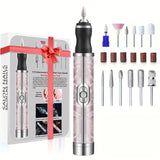 Juego de máquina de manicura con carga USB, 5 cabezales y 18 puntas de pulido, ajuste de velocidad hacia adelante y atrás en 4 niveles. Herramienta eléctrica portátil para pedicura y manicura, batería de litio duradera sin olor, incluye lima de uñas y em