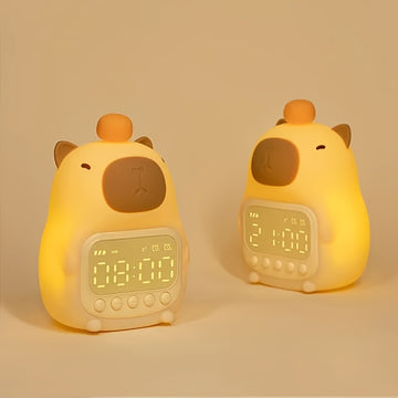 Reloj Despertador LED de Delfín Lindo de 1 Pieza con Luz Nocturna, Pantalla Dual 12/24H, Función de Repetición, Recargable por USB - Perfecto para Decoración de Dormitorio y Regalos