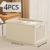 4 piezas, bolsas de almacenamiento de ropa de tela Oxford impermeable, con ventana pequeña, diseño moderno con tapa abatible, versátiles, para edredones, almacenamiento abierto, organización del hogar, debajo de la cama, sistema de armario, cajas, almace