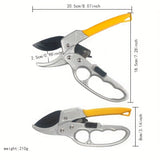 Tijeras de poda profesionales, tijeras de jardín de paso de oveja, hoja de acero, mango ergonómico, ratchet segmentado afilado, con bloqueo deslizante, para podar de manera eficiente, esenciales para el jardinería doméstico.