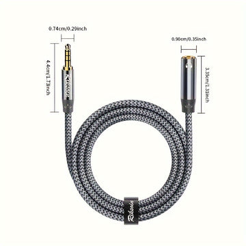 Cable de extensión de audio de alta fidelidad de 3,5 mm, chapado en oro de 24K + trenzado de nailon, compatible con para for iphone/para for ipad/dispositivos Android - RIKSION, conector masculino a masculino, cable de audio portátil | Cable de auricular