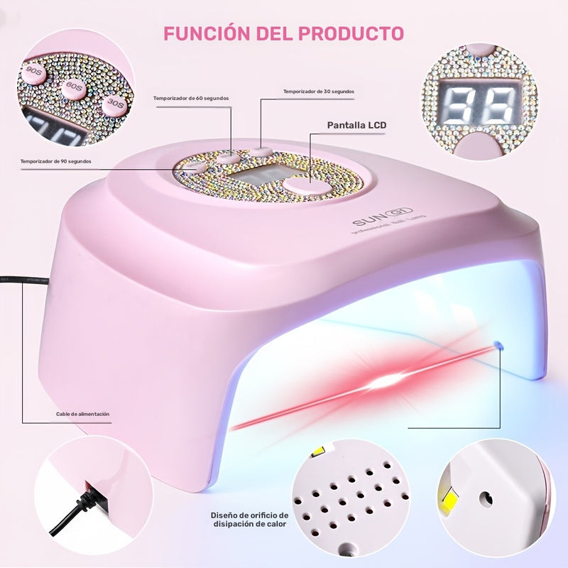 Linterna LED Profesional para Uñas, Luz de Secado Rápido para Esmalte en Gel con 3 Ajustes Temporizadores, Diseño Antideslizante y Fácil de Limpiar, Equipo de Arte de Uñas DIY para Salón o Hogar